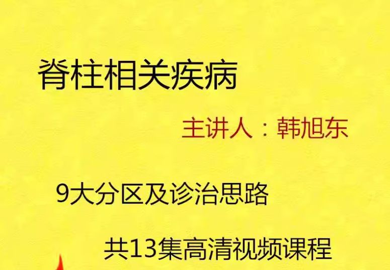  韩旭东脊柱相关疾病9大分区及诊治思路高清视频教程-中医免费自学网